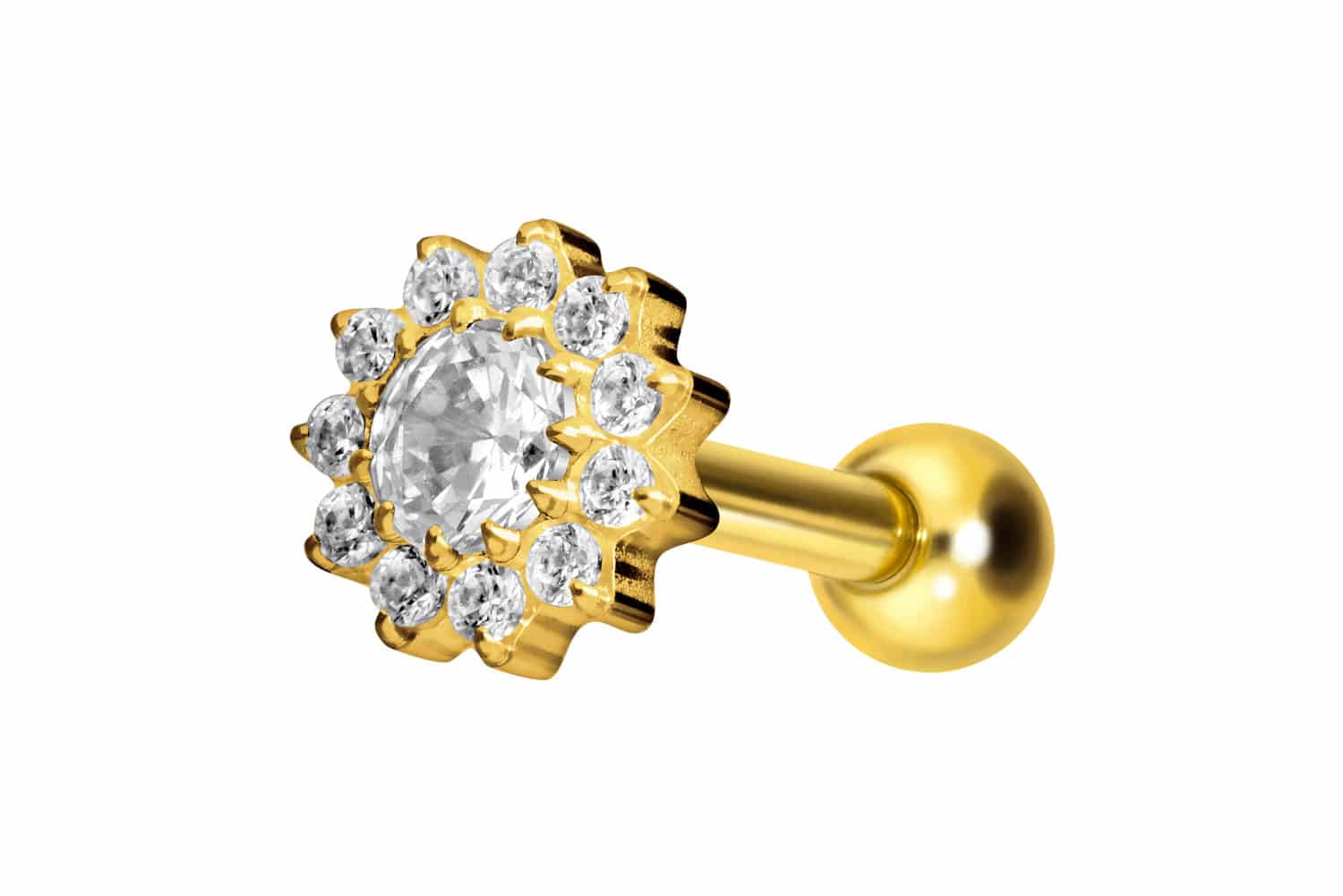 Titan Ohrpiercing mit Innengewinde KRISTALLBLUME